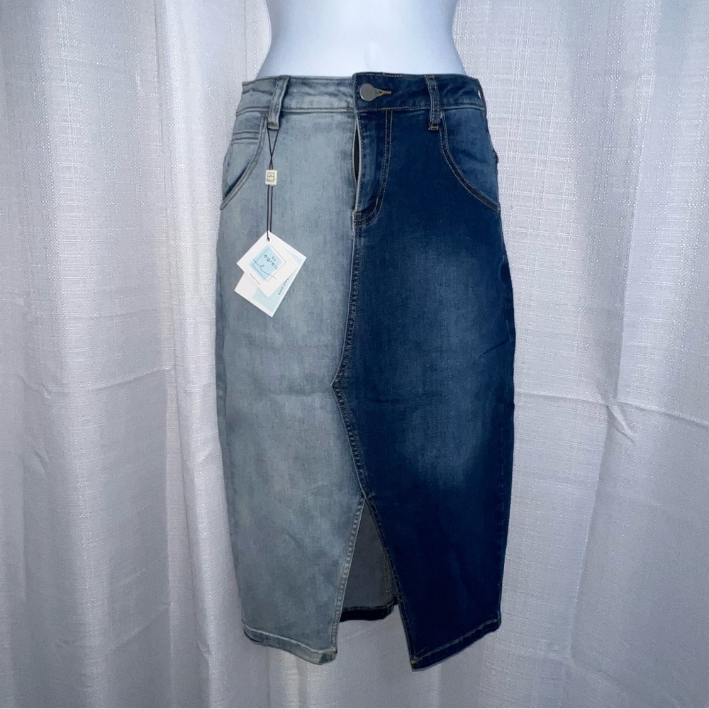 Denim Two-Toned Skirt